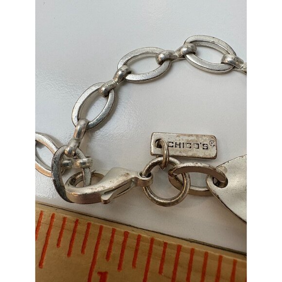 Chicos Long Silver-Tone Geometric Link Necklace With Unique Shapes 44” - Picture 4 of 6